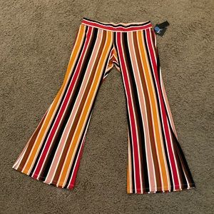 NWT! Multi-Colored Striped 60’s 70’s Inspired Flare Pants, Stretchy, Mod Hippie